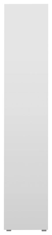 Frontansicht eines schlichten, weißen Regals