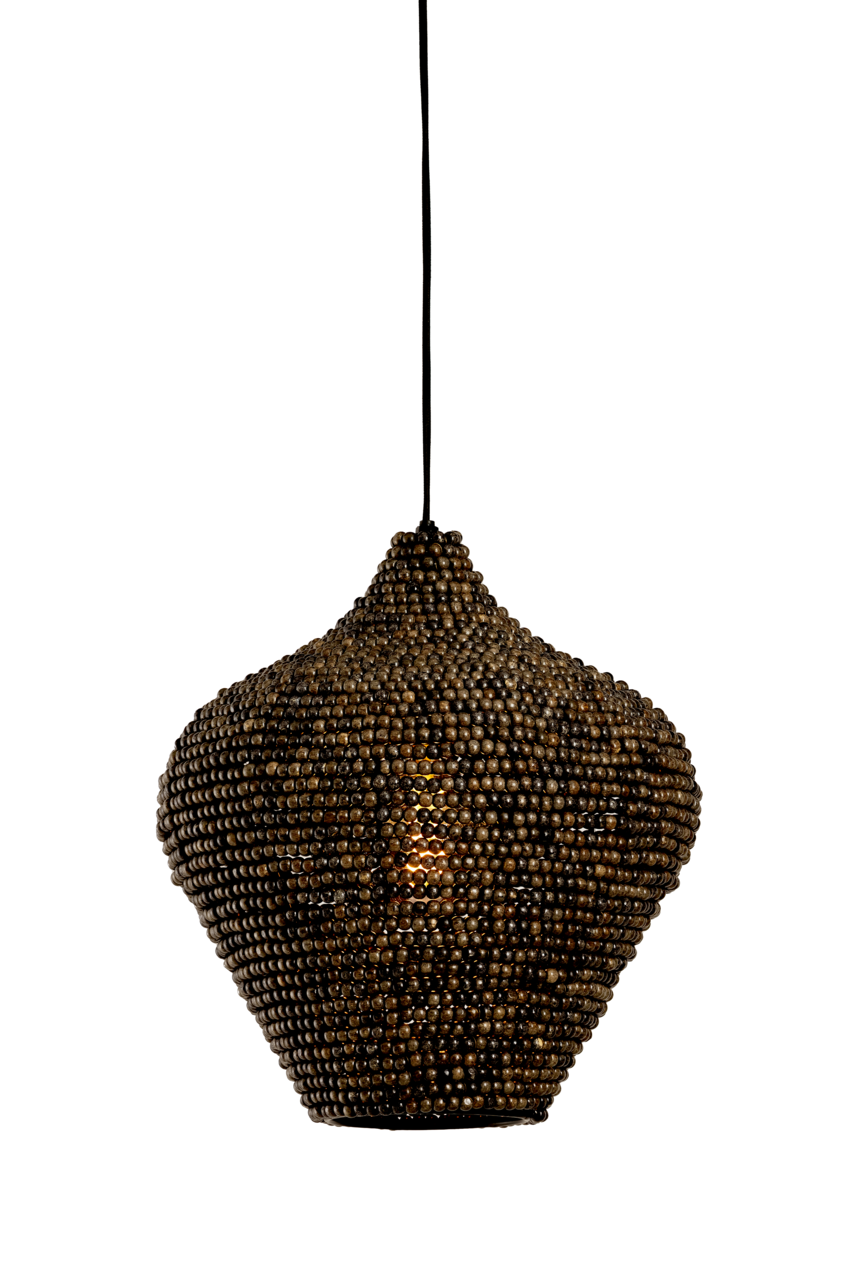Light&Living Hängeleuchte KALENGA Hängeleuchte aus dunklen Perlen, seitliche Perspektive