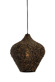 Hängeleuchte aus dunklen Perlen, seitliche Perspektive