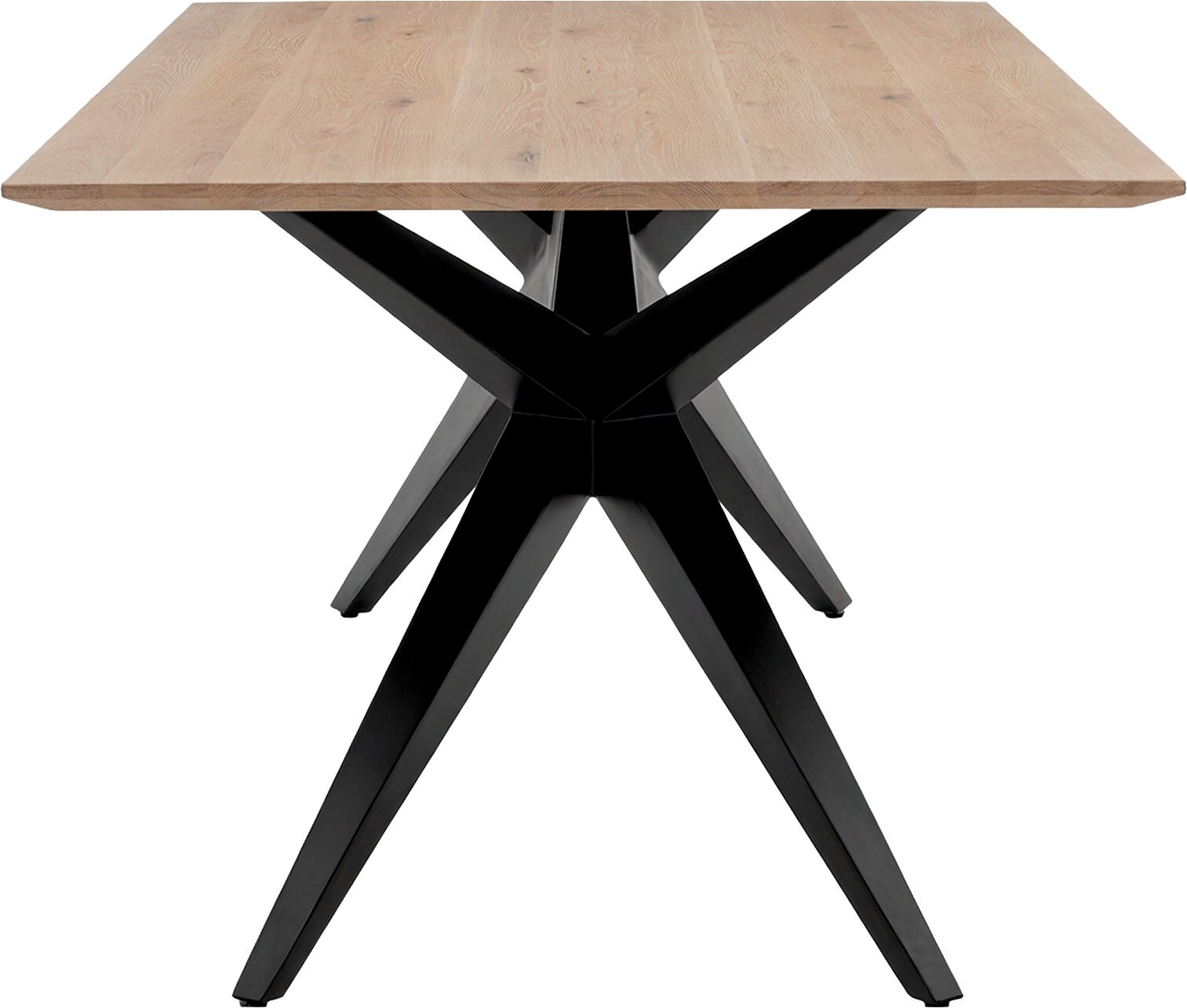 Musterring Eettafel MR TARIO Moderne eettafel met houten blad en zwart metalen onderstel, zijaanzicht