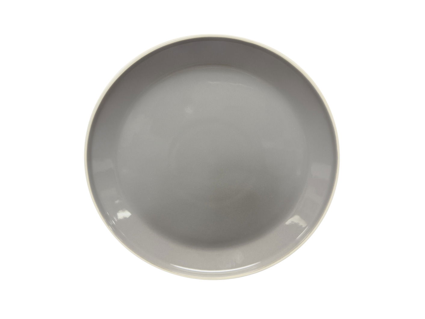 Grauer Speiseteller aus der Vogelperspektive