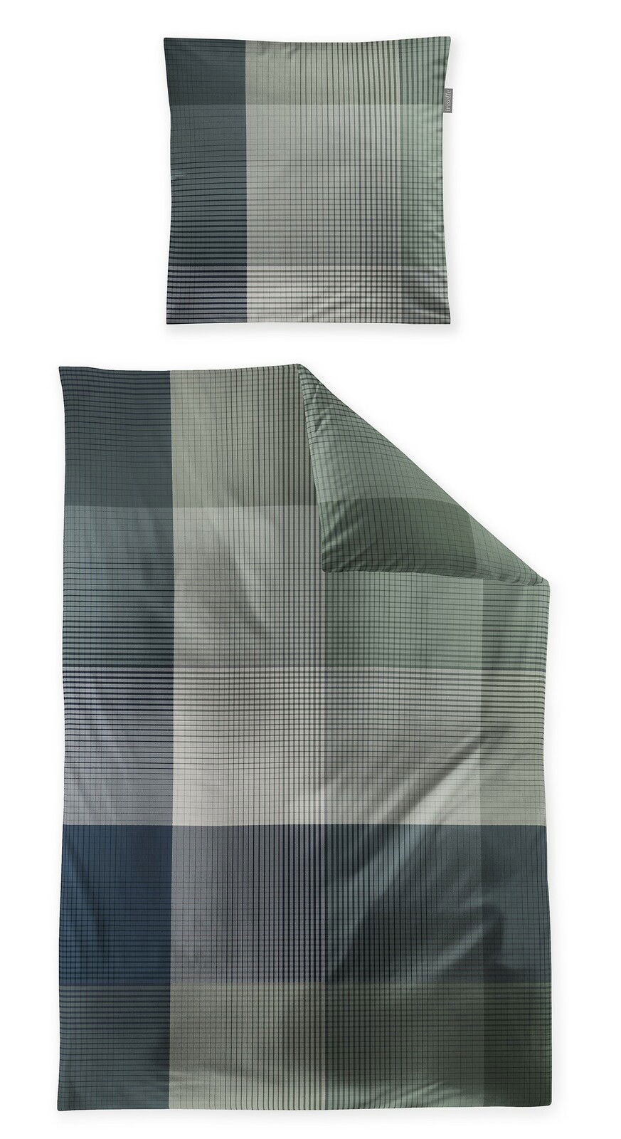 irisette Bettwäsche 135x200cm WAVE Bettwäsche-Set mit kariertem Muster in Blau- und Grautönen, Draufsicht
