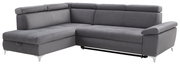 Graues Ecksofa mit verstellbaren Kopfstützen und modernem Design, Perspektive von vorne rechts