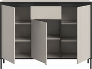 Kommode mit geöffneten Türen und Schublade, Frontansicht