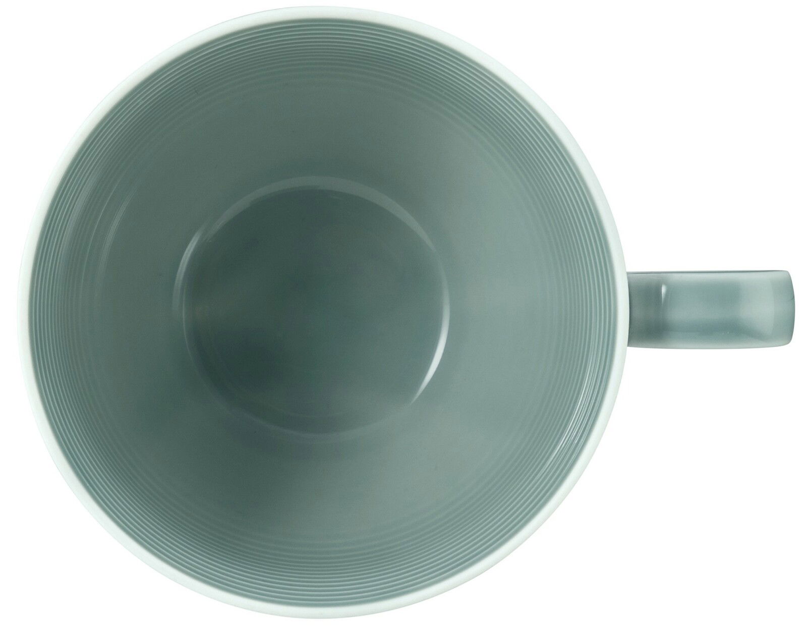 Milchkaffeetasse 0,35l in Draufsicht mit grauer Innenseite und Henkel rechts