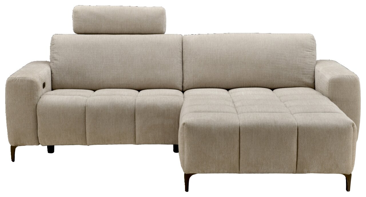Beiges Ecksofa ROSALY mit Kopfstütze, Vorderansicht