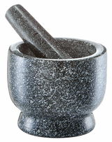 Granit Mörser und Stößel-Set, seitliche Perspektive