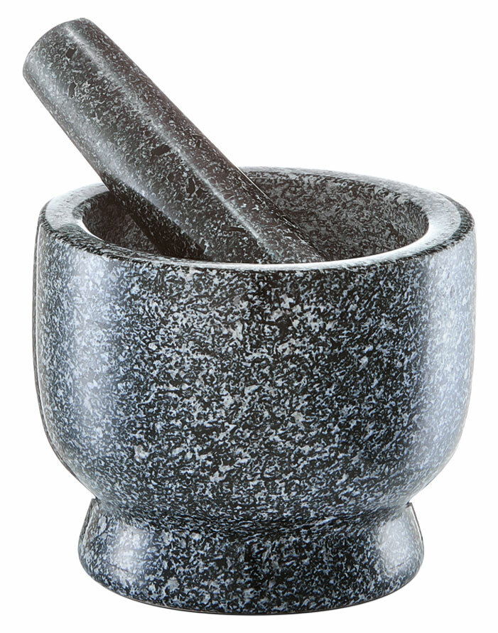 Zeller Present Mörser & Stößel-Set Granit Mörser und Stößel-Set, seitliche Perspektive