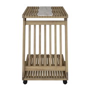 Beistelltisch aus Holz mit vertikalen Streben und einer Marmorplatte, Vorderansicht