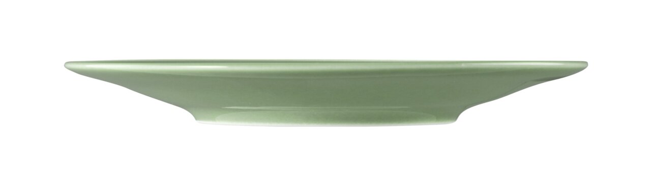 Seitliche Ansicht einer grünen Kombi-Untertasse mit einem Durchmesser von 16,5 cm.