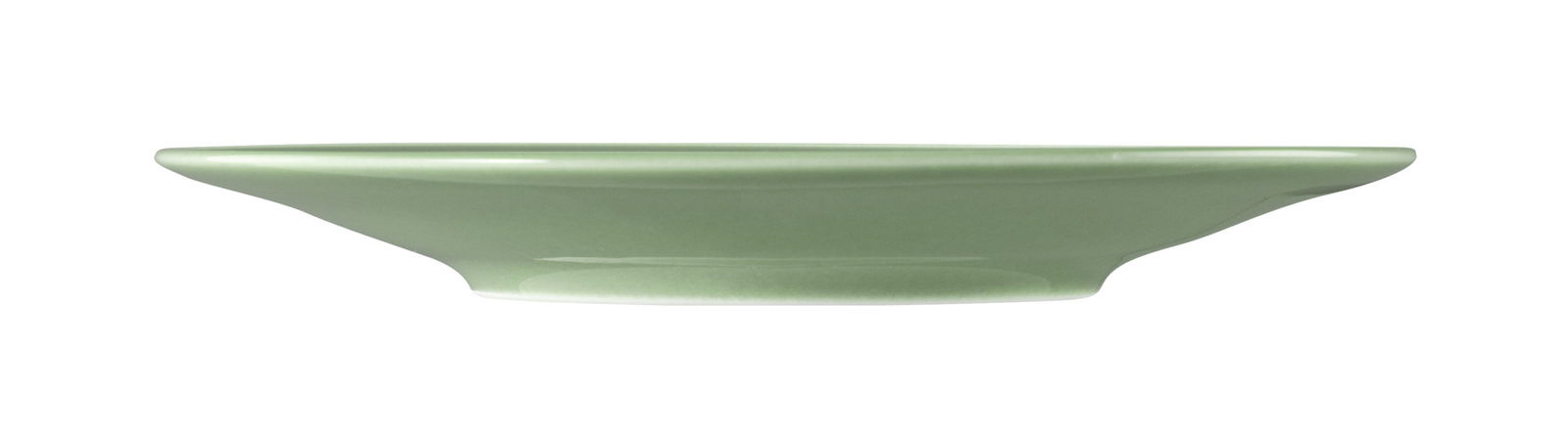 Seitliche Ansicht einer grünen Kombi-Untertasse mit einem Durchmesser von 16,5 cm.