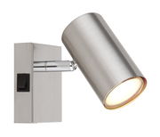 Moderner Strahler aus gebürstetem Metall, seitliche Perspektive