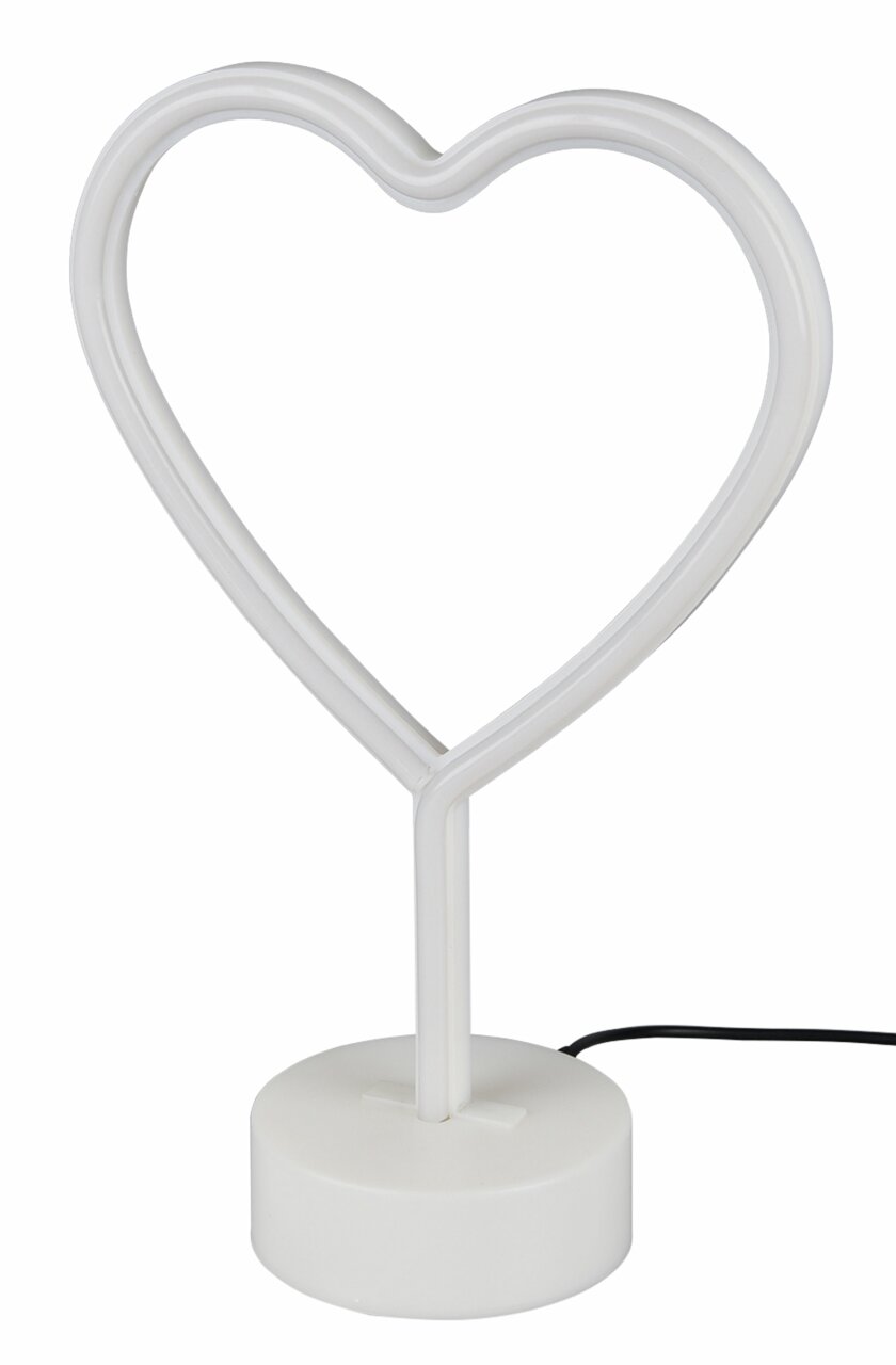 LED-Tischleuchte in Herzform, seitliche Perspektive