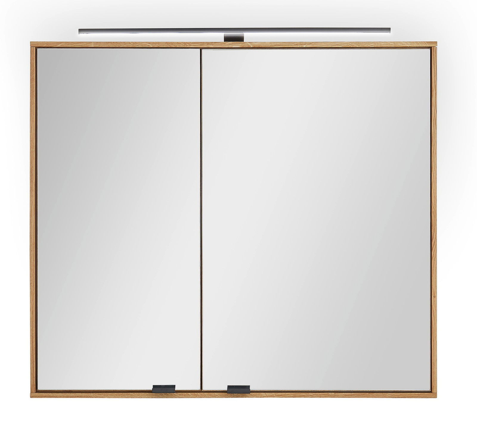 Linea Natura Spiegelschrank ALBANY Spiegelschrank mit zwei Türen und Holzrahmen, frontale Ansicht