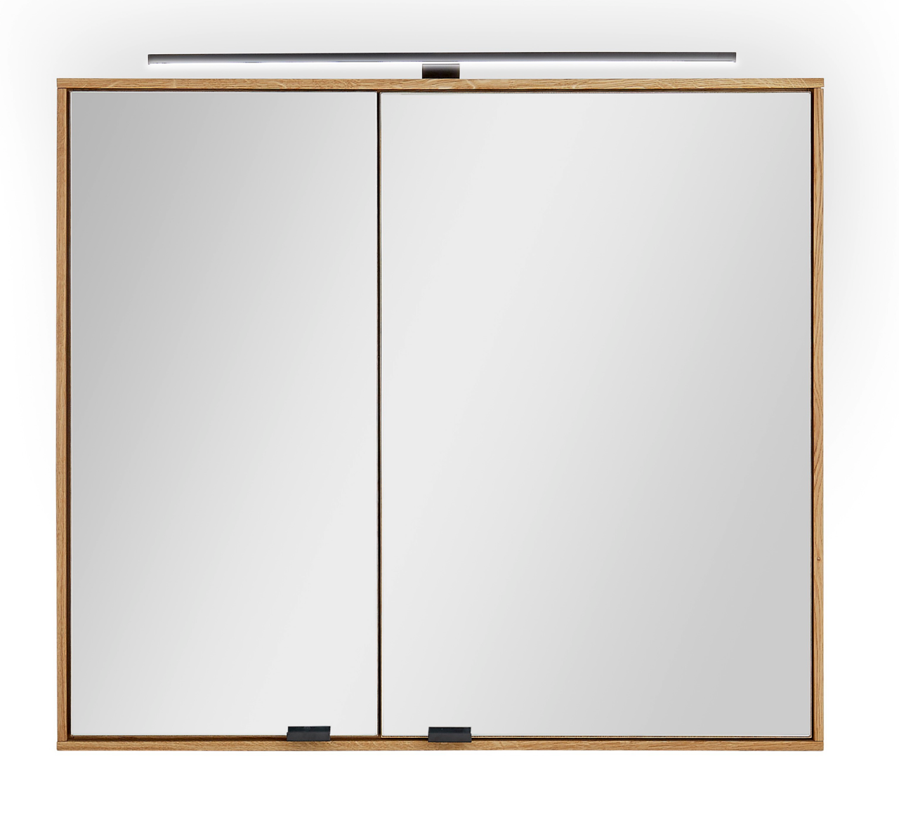 Linea Natura Spiegelschrank ALBANY Spiegelschrank mit zwei Türen und Holzrahmen, frontale Ansicht