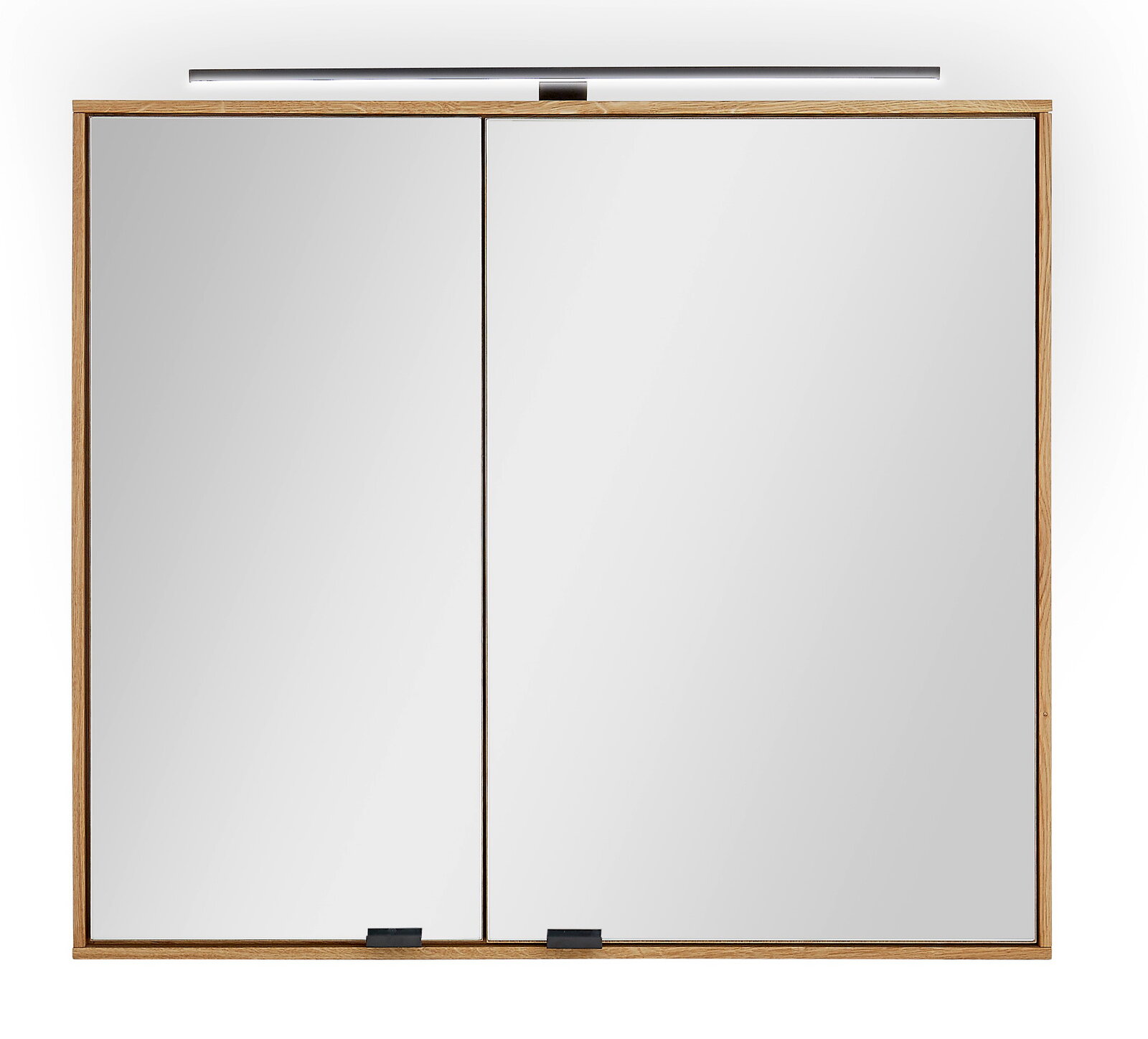 Linea Natura Spiegelschrank ALBANY Spiegelschrank mit zwei Türen und Holzrahmen, frontale Ansicht