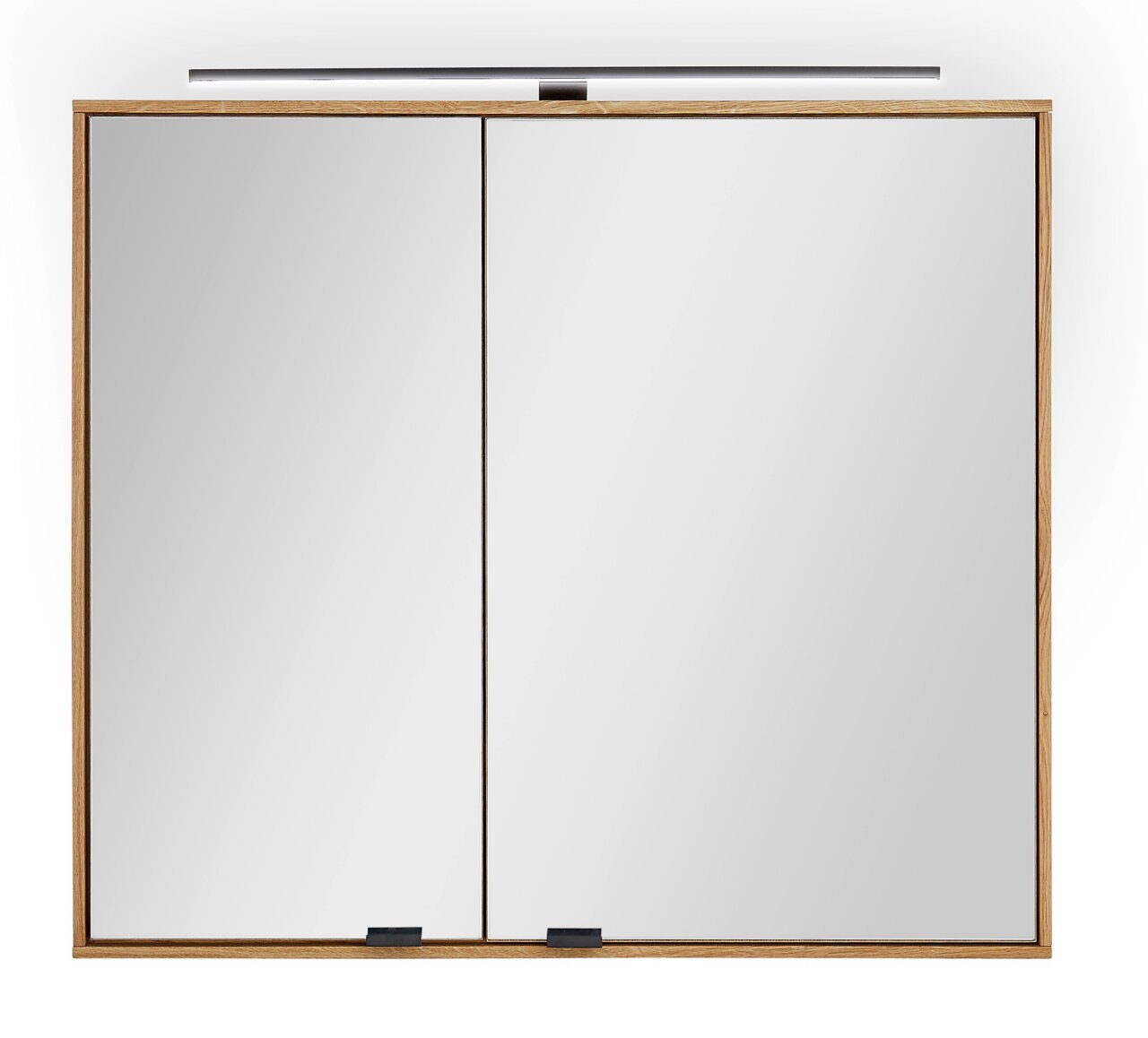 Linea Natura Spiegelschrank ALBANY Spiegelschrank mit zwei Türen und Holzrahmen, frontale Ansicht