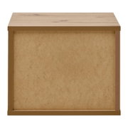 Rückansicht einer Nachtkonsole aus Holz mit schlichtem Design.