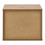 Rückansicht einer Nachtkonsole aus Holz mit schlichtem Design.