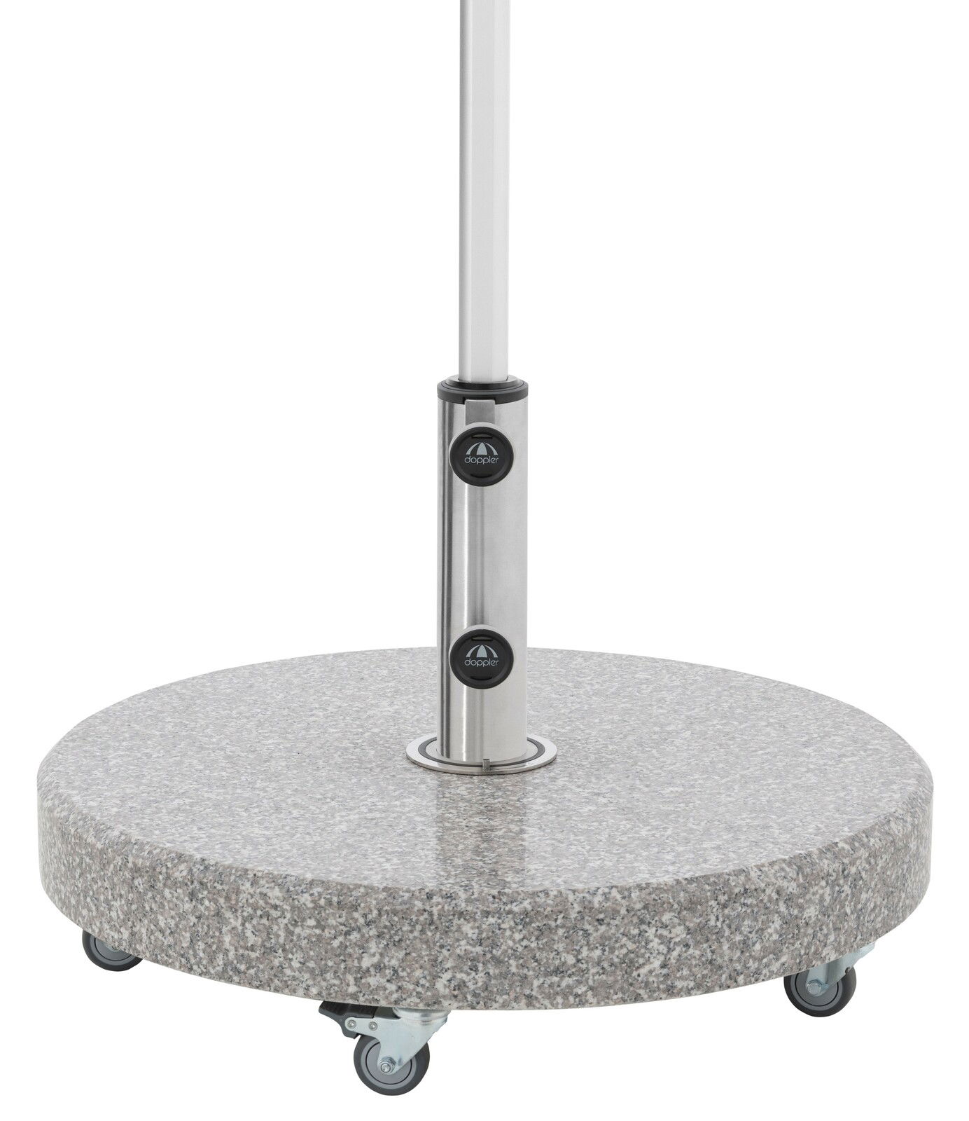 Granit-Sockel mit Rollen, seitliche Perspektive