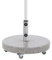 Granit-Sockel mit Rollen, seitliche Perspektive