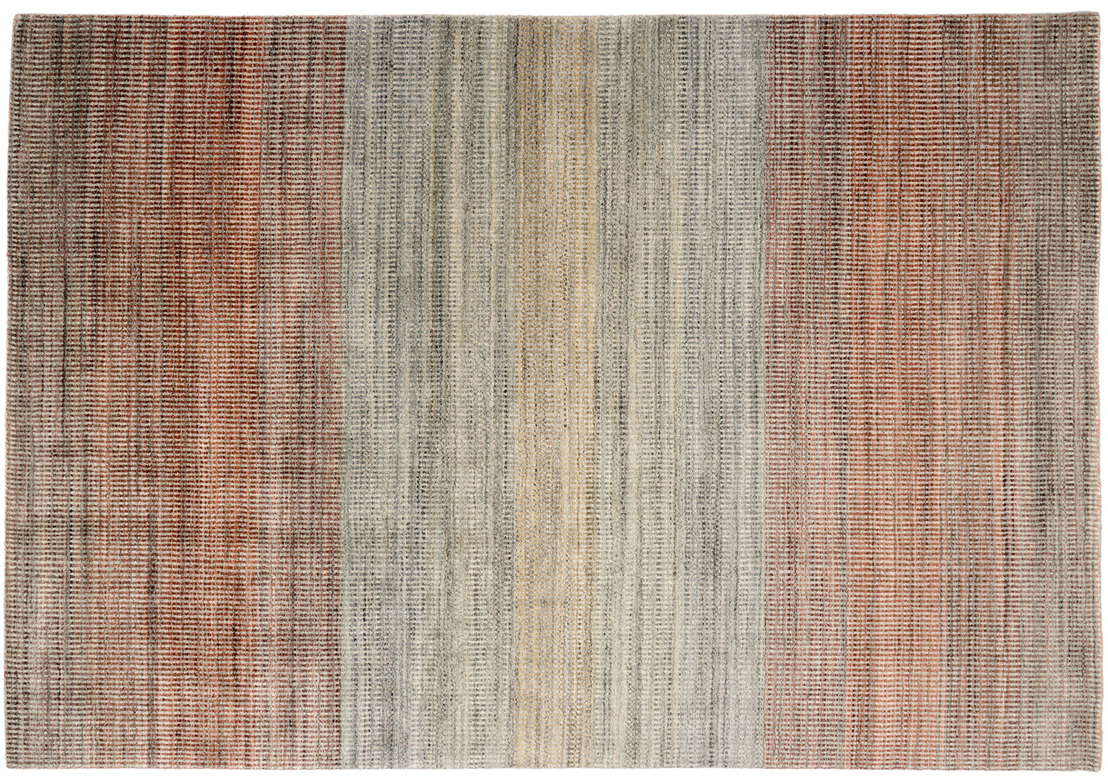 Designer Teppich mit Streifenmuster in Erdtönen, Draufsicht