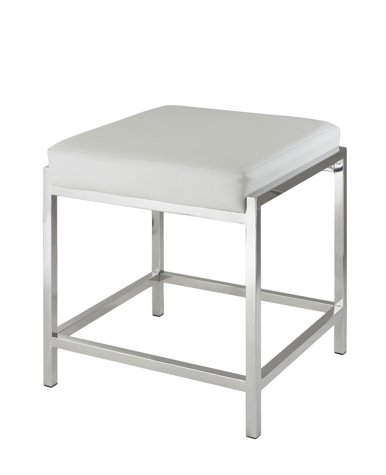Zurbrüggen Badhocker BERND Moderner Badhocker mit weißem Sitzpolster und verchromtem Metallrahmen, seitliche Perspektive
