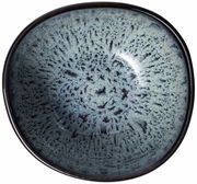 Obenansicht einer grauen Dessertschale Lave mit 210ml Fassungsvermögen, die eine einzigartige, gesprenkelte Glasur aufweist.