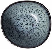 Obenansicht einer grauen Dessertschale Lave mit 210ml Fassungsvermögen, die eine einzigartige, gesprenkelte Glasur aufweist.