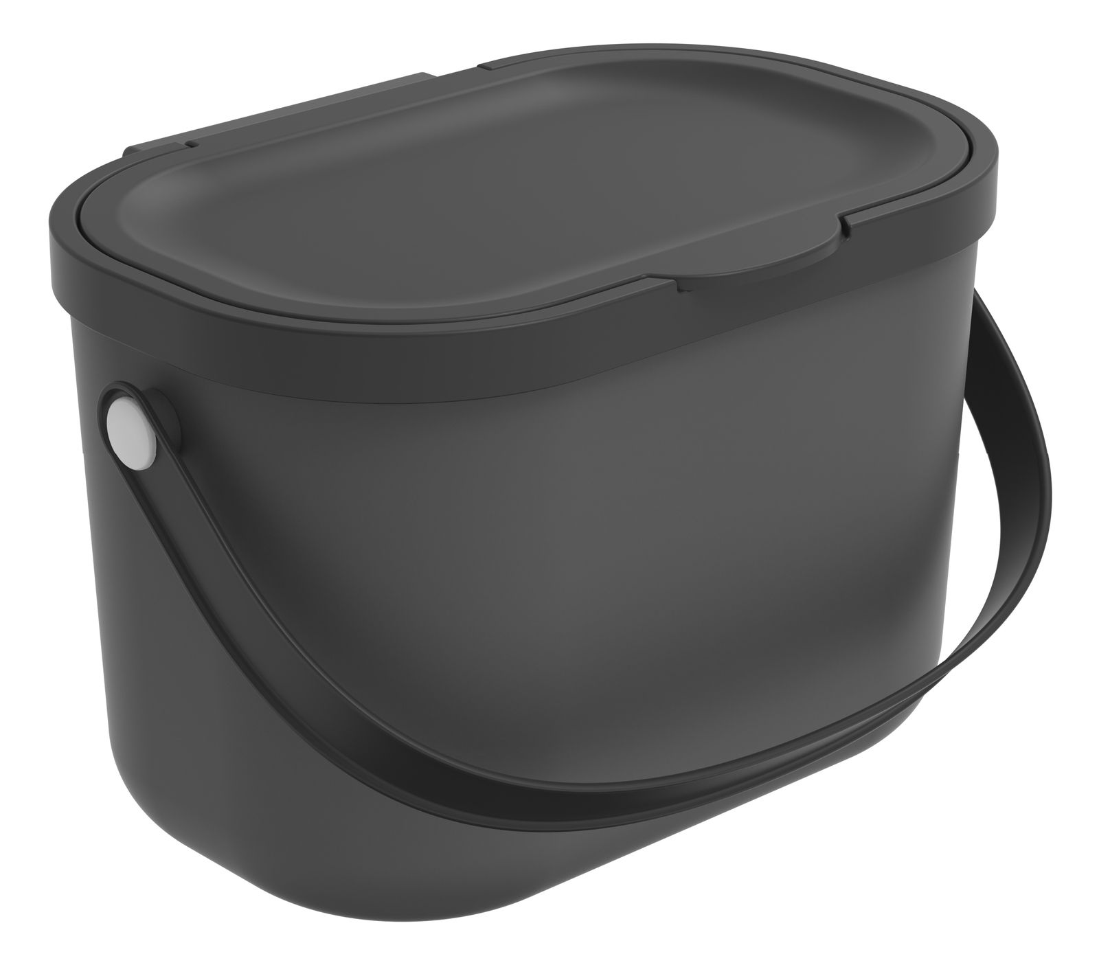Schwarzer Bioabfallbehälter 3.2 l ALBULA mit Deckel und Tragegriff, seitliche Perspektive