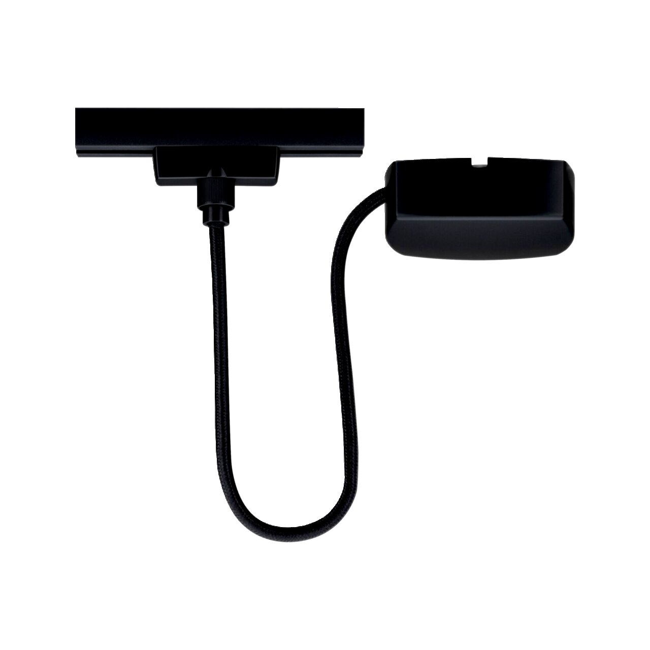 Schwarze Stromeinspeisung mit flexiblem Kabel, Ansicht von oben