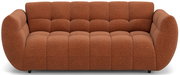 Großes, modernes Big-Sofa in warmem Braunton, frontal abgebildet mit abgerundeten Armlehnen und gepolsterten Sitzflächen.