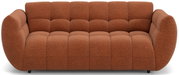 Großes, modernes Big-Sofa in warmem Braunton, frontal abgebildet mit abgerundeten Armlehnen und gepolsterten Sitzflächen.