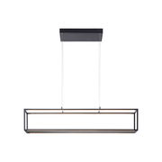 Moderne schwarze Pendelleuchte CONTURA von Paul Neuhaus in rechteckiger Form, frontal betrachtet.