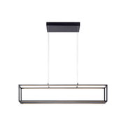 Moderne schwarze Pendelleuchte CONTURA von Paul Neuhaus in rechteckiger Form, frontal betrachtet.