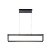 Moderne schwarze Pendelleuchte CONTURA von Paul Neuhaus in rechteckiger Form, frontal betrachtet.