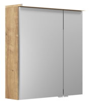 Spiegelschrank mit Holzseitenansicht, zwei Türen, seitliche Perspektive