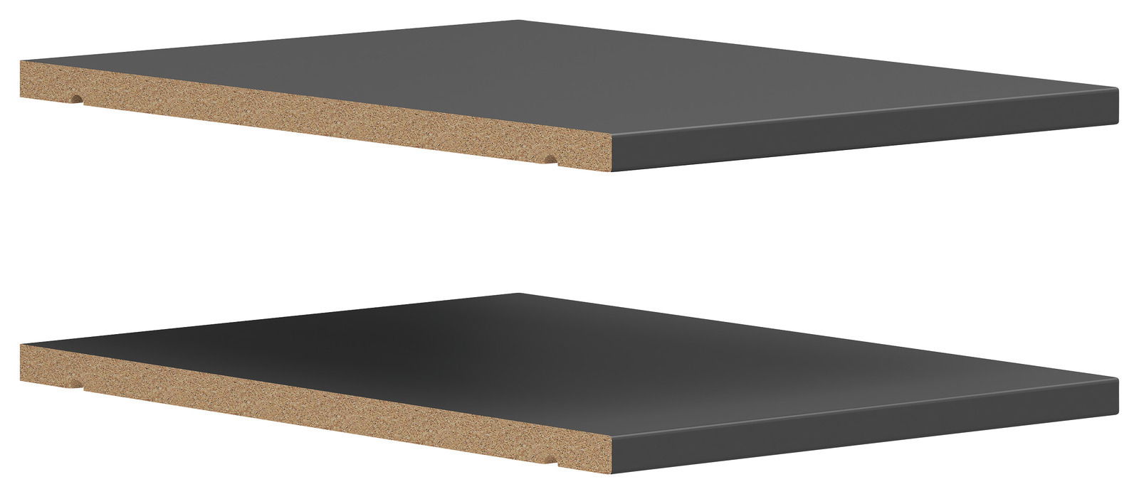 Carryhome Einlegeboden 2er MULTISTAURAUM Zwei schwarze Einlegeböden aus Holzwerkstoff, seitliche Perspektive