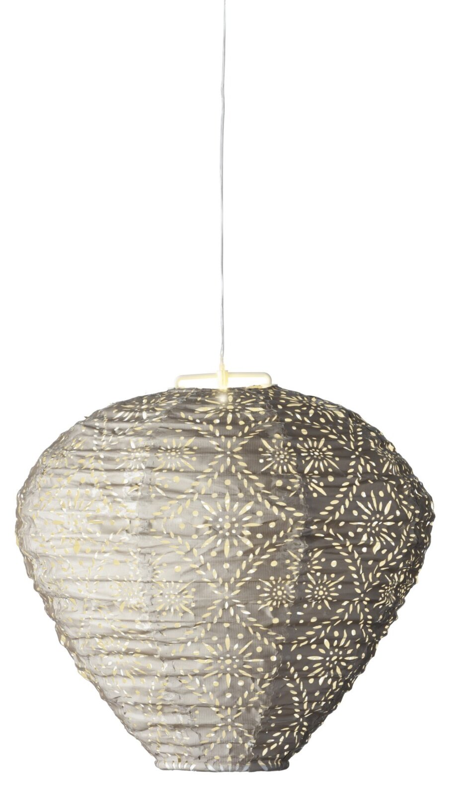 Hangende zonne-lantaarn met decoratief patroon, zijaanzicht