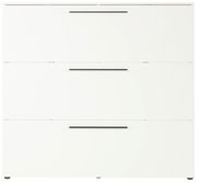 Weißer Schuhschrank mit drei Klappen, frontale Ansicht