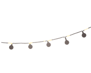 Solarbetriebene Lichterkette mit warmweißen Kugeln, seitliche Perspektive