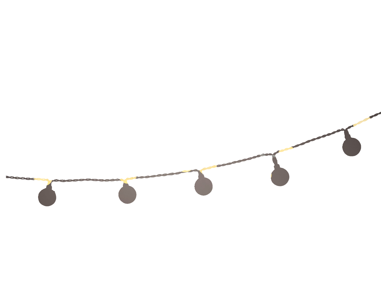 Solarbetriebene Lichterkette mit warmweißen Kugeln, seitliche Perspektive