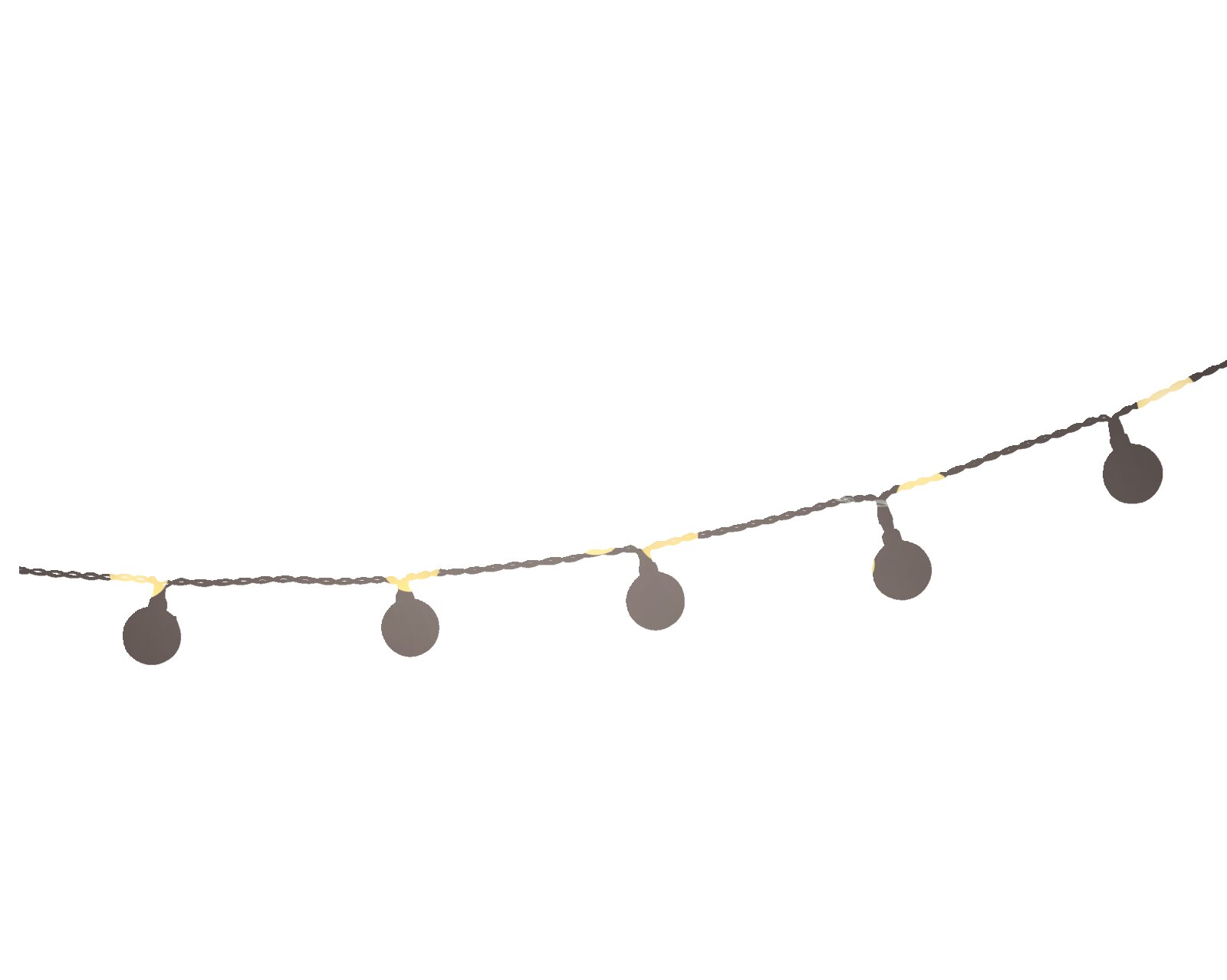 Solarbetriebene Lichterkette mit warmweißen Kugeln, seitliche Perspektive