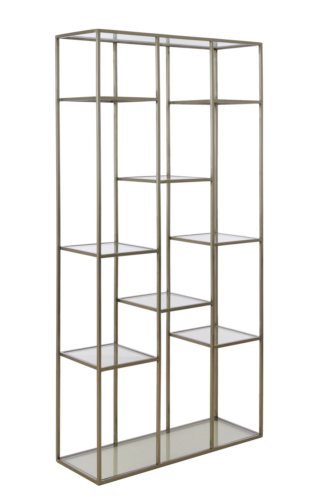 Light&Living Standregal PIUAR Modernes Standregal aus Metall mit Glasböden, seitliche Perspektive