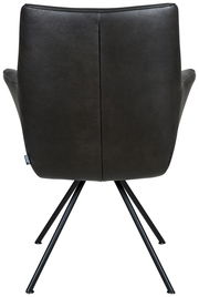 Rückansicht eines schwarzen Sessels mit Metallbeinen, Modell Chester von Dieter Knoll.