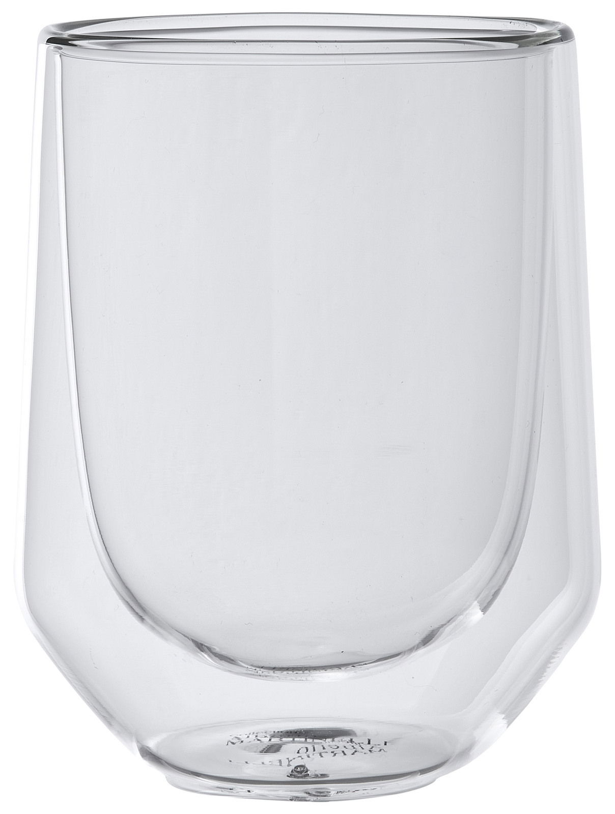 Alberto Martinelli Becher Double 2er GLAS Transparenter doppelwandiger Becher aus Glas, seitliche Perspektive