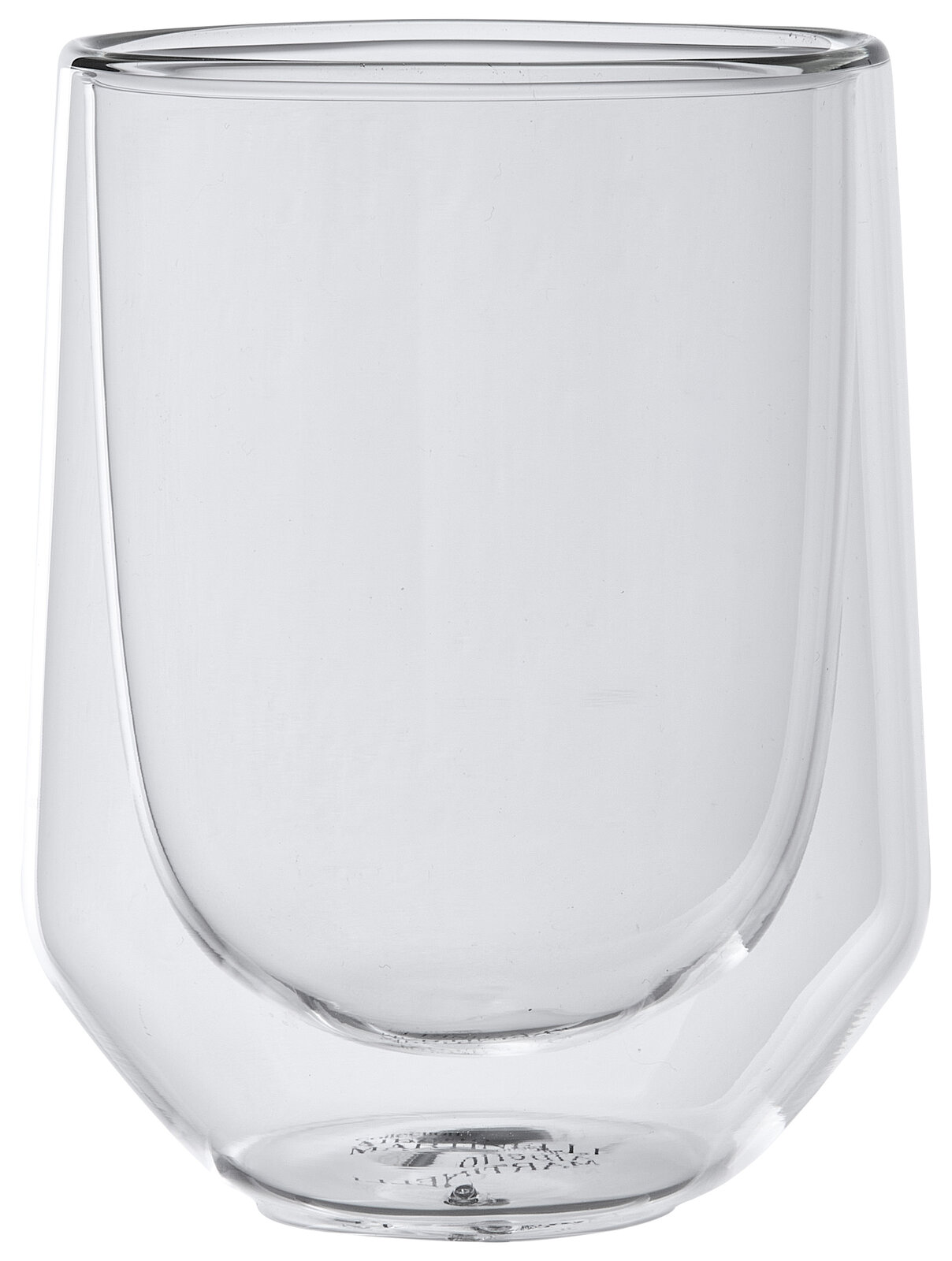 Alberto Martinelli Becher Double 2er GLAS Transparenter doppelwandiger Becher aus Glas, seitliche Perspektive