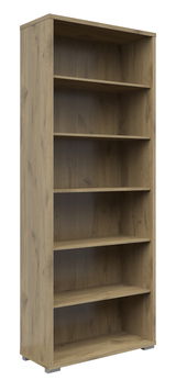 Holz-Aktenregal mit sechs offenen Fächern, seitliche Perspektive