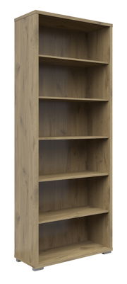 Holz-Aktenregal mit sechs offenen Fächern, seitliche Perspektive