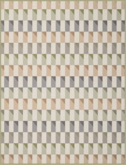 Wohndecke mit geometrischem Muster in Beige, Grau und Grün, Draufsicht